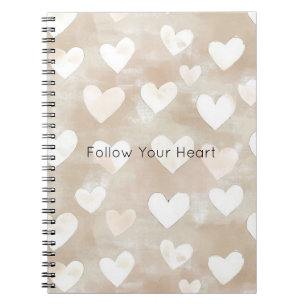Romantic Blush Pink Cream Cream Hearts   Notebook