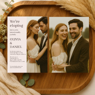 Romantic Blush Pink Elopement Minimalist Photo  Invitation