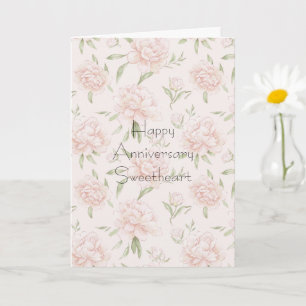Romantic Blush Pink Floral Anniversary Card