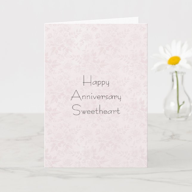 Romantic Blush Pink Floral Anniversary Card (Small Plant)