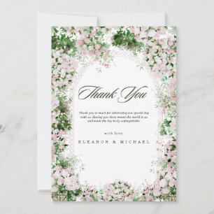 Romantic Blush Pink Floral Arch Garden Wedding Thank You Card