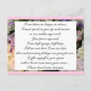 Romantic Blush Pink Floral Jane Austen Love Quote Postcard