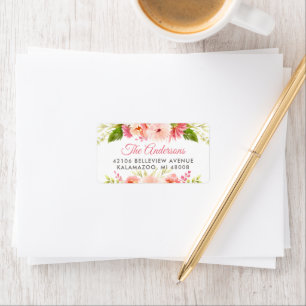 Romantic Blush Pink Floral Wedding Address Label