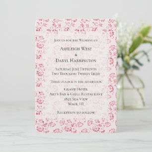 Romantic Blush Pink Glitter Floral Wedding Invitation