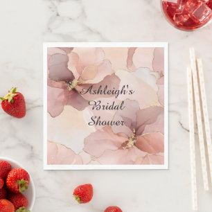 Romantic Blush Pink Gold Floral Bridal Shower Napkin