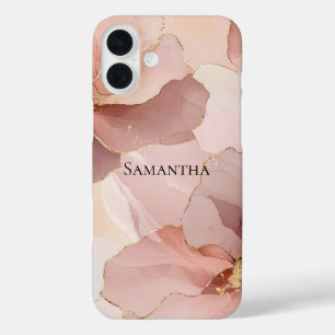 Romantic Blush Pink Gold Floral  iPhone 16 Plus Case