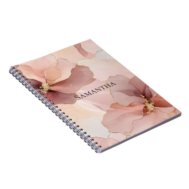 Romantic Blush Pink Gold Floral  Notebook (Right Side)