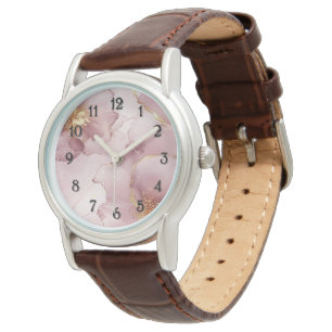 Romantic Blush Pink Gold Floral  Watch