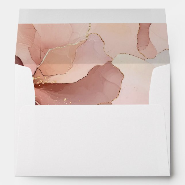 Romantic Blush Pink Gold Floral Wedding Envelope (Back (Bottom))