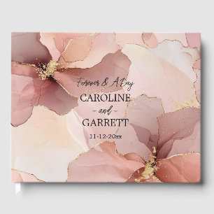 Romantic Blush Pink Gold Floral Wedding Guest Book