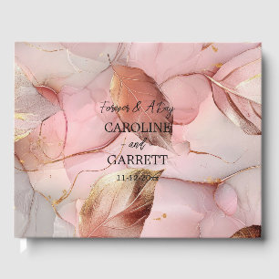 Romantic Blush Pink Gold Floral Wedding Guest Book