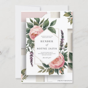 Romantic Blush Pink & Greenery Botanical Wedding I Invitation