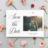 Romantic Blush Pink Heart Photo Save the Date