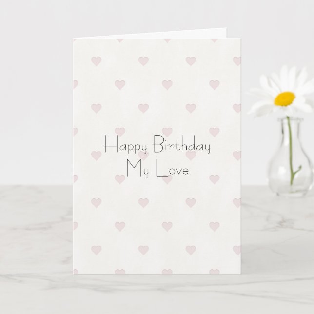 Romantic Blush Pink Hearts Birthday Card (Small Plant)
