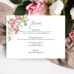 Romantic Blush Pink/Ivory Watercolor Roses Wedding Enclosure Card