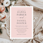 Romantic Blush Pink Modern Minimalist Wedding Invitation<br><div class="desc">Invite your guests with this romantic blush pink modern minimalist wedding invitation, featuring a soft blush background and clean typography. The design blends contemporary minimalism with romantic tones, making it perfect for garden, vineyard, or elegant spring weddings. A timeless layout keeps your details beautifully clear, while the blush colour adds...</div>