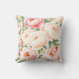 Romantic Blush Pink Peony Pattern Cushion