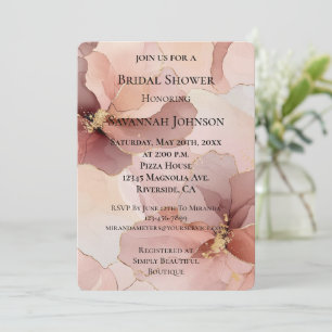 Romantic Blush Pink Rose Floral Bridal Shower Invitation