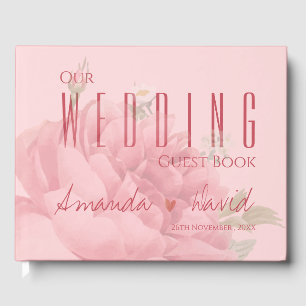 Romantic Blush Pink Roses Wedding  Guest Book
