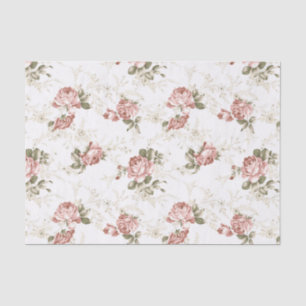 Romantic Blush Pink Roses - White Background Tissue Paper