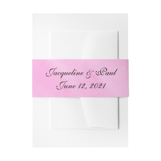 Romantic Blush Pink Watercolor Wedding Invitation Belly Band (Front Example)
