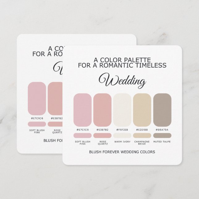 Romantic Blush Pink Wedding Color Palette Card (Front/Back)