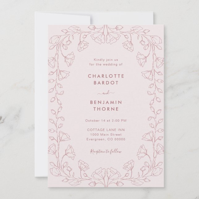 Romantic Blush Pink Wedding Invitation (Front)