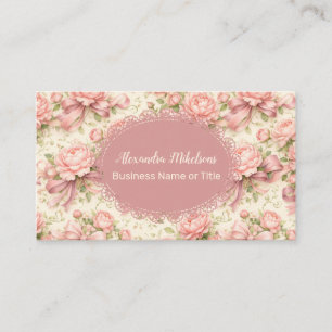 Romantic Blush Rose Bow Branding Business Card