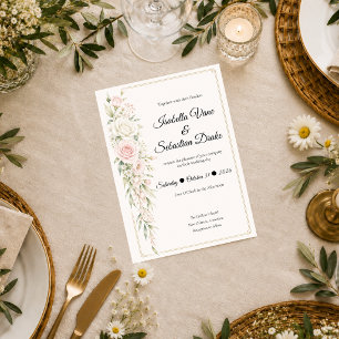 Romantic Blush Rose Elegance Wedding Invitation