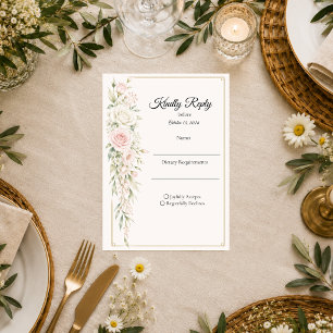 Romantic Blush Rose Elegance Wedding RSVP Card