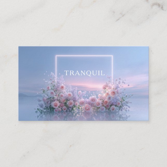 Romantic Blush Rose Floral Water Reflection Business Card (Front)