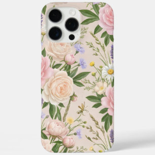 Romantic Blush Rose Garden Floral Pattern iPhone 16 Pro Max Case