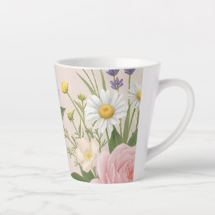 Romantic Blush Rose Garden Floral Pattern Latte Mug