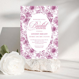 Romantic Blush Rose Pattern French Toile Bridal  Invitation
