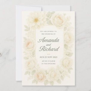 Romantic Blush Rose Wedding Invitation