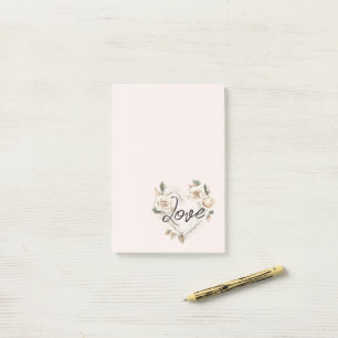 Romantic Blush Roses Feathers Heart Love Post-it Notes