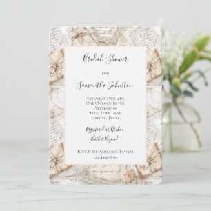 Romantic Blush Roses Love Letters Bridal Shower Invitation