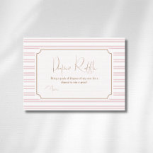 Romantic Blush Striped Gold Bow Diaper Raffle