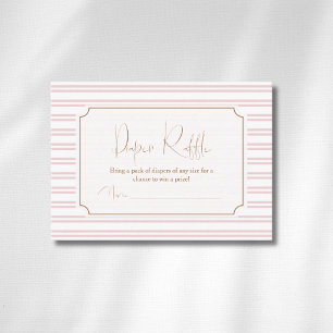 Romantic Blush Striped Gold Bow Diaper Raffle Enclosure Card