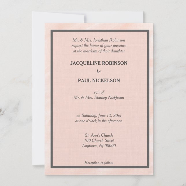 Romantic Blush Watercolor Wash Wedding Invitations (Front)