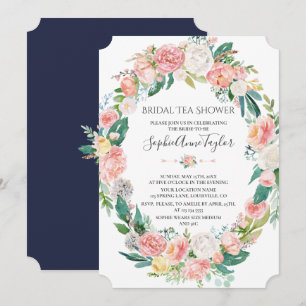Romantic Blush White Floral Bridal Tea Shower Invitation