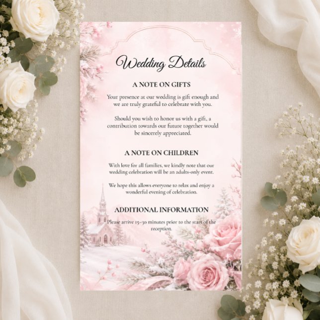 Romantic Blush Winter Wedding Enclosure Card (Creator Uploaded)
