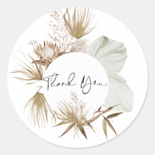 Romantic Bohemian and Pampas Grass Wedding Classic Round Sticker
