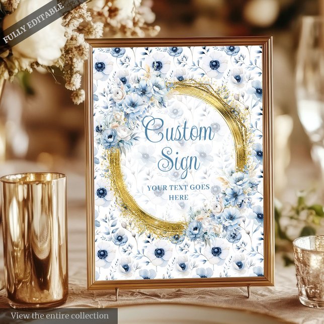 Romantic Bohemian Pastel Blue Gold Wedding Sign (Romantic Bohemian Pastel Blue Gold Wedding Sign)