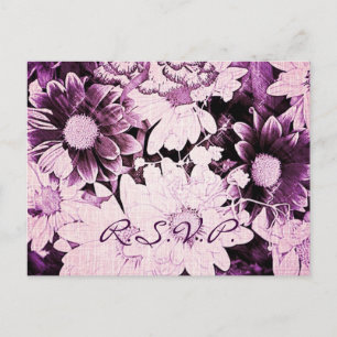 romantic bohemian purple daisy wedding invitation postcard