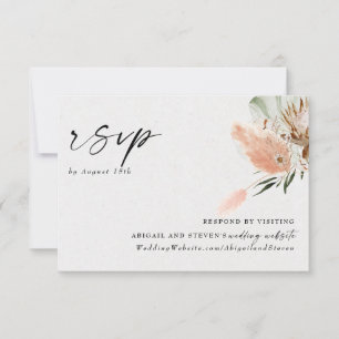 Romantic Bohemian With Pampas Grass RSVP Card