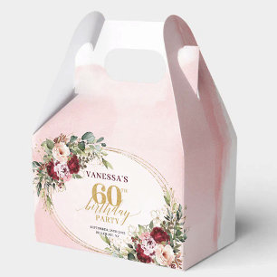 Romantic Boho Blush Gold Floral 60th Birthday  Favour Box