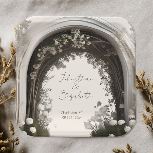 Romantic Boho Botanical Arch Wedding Paper Plate (Romantic Boho Botanical Arch Wedding Paper Plates)