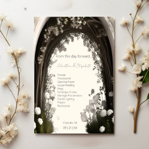Romantic Boho Botanical Arch Wedding Programme