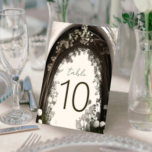 Romantic Boho Botanical Arch Wedding Table Number